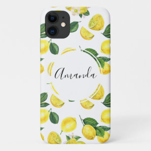 Gele Waterverf Vruchtpatroon iPhone 11 Hoesje