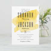 Gele Waterverf Wash bruiloft uitnodiging (Staand voorkant)