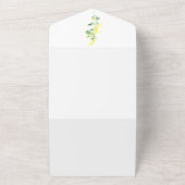 Gele Waterverf Wilde bloem Twee Venue Wedding All In One Uitnodiging (Buitenkant)