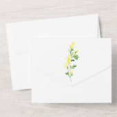 Gele Waterverf Wilde bloem Twee Venue Wedding All In One Uitnodiging (Achterkant)