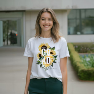 Gele Waterverf Zonnebloemen en Afstudeerder van wi Tri-Blend Shirt