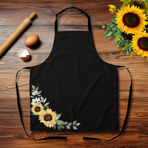 Gele Waterverf - Zonnebloemen en bloemmonogram Schort
