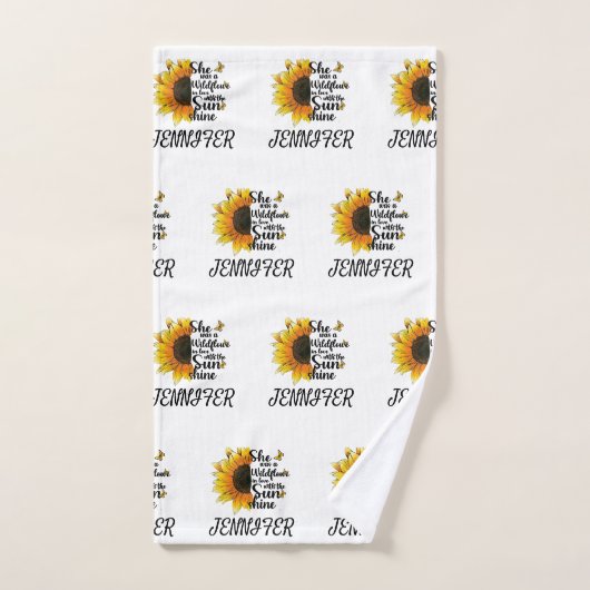 Gele waterverf zonnebloemen vlinder liefde quote bad handdoek (Handdoek)