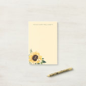 Gele Waterverf Zonnebloemen & Wildflower Bohemian Post-it® Notes (Op bureau)