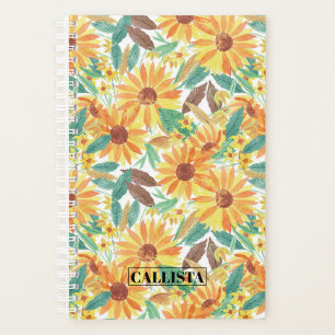 Gele Waterverf zonnebloempjes Planner