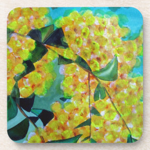Gele Wattle inheemse Australische bloem kunst Drankjes Onderzetter