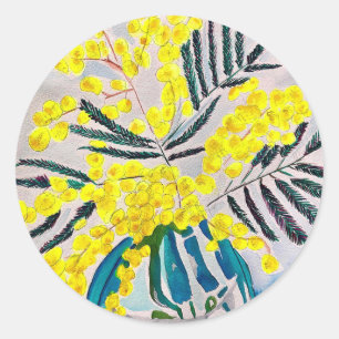 Gele Wattle inheemse Australische bloem kunst Ronde Sticker