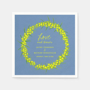 Gele wattle lente bloemen kunst bruiloft servetten