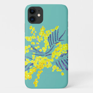 Gele Wattle Mimosa Australische bloem kunst iPhone 11 Hoesje