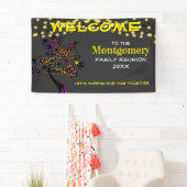 Gele welkomstfamilie reünie Tree Lights Banner (Insitu)