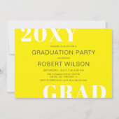 Gele White Bold Typography Graduparty Kaart (Voorkant)