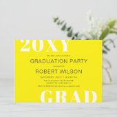 Gele White Bold Typography Graduparty Kaart (Staand voorkant)