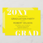 Gele White Bold Typography Graduparty Kaart (Voorkant / Achterkant)