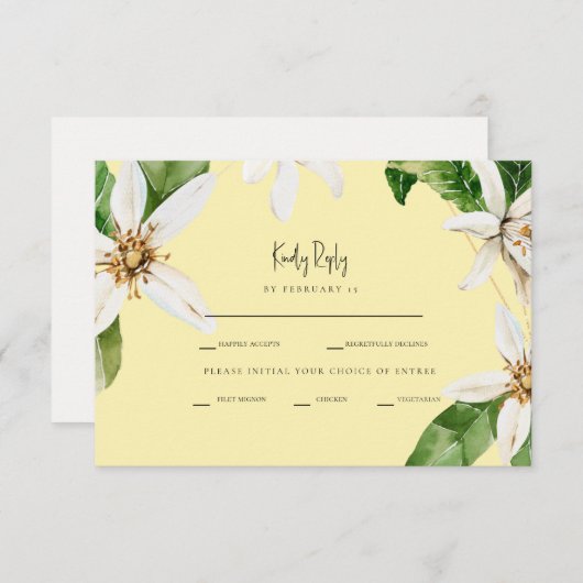 Gele White Floral Dinner Options RSVP (Voorkant / Achterkant)