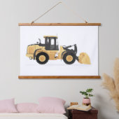 Gele wiellader constructie voertuigdecor hangend wandkleed (Slaapkamer)