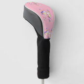 gele wijn op roze golfheadcover (Schuin)