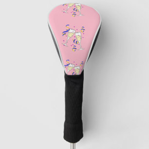 gele wijn op roze golfheadcover