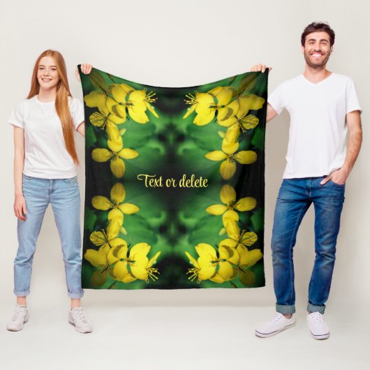 Gele Wildbloemen Abstract Gepersonaliseerd Fleece Deken (In situ)