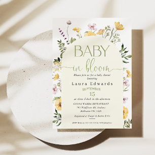 Gele Wildbloemen Baby in Bloom Baby shower Kaart