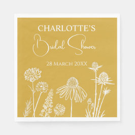 Gele Wildbloemen geschetst bloemig Vrijgezellenfee Servet