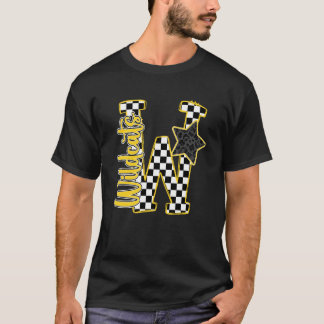 Gele Wildcats Geruite Print Ster Luipaard School T-shirt