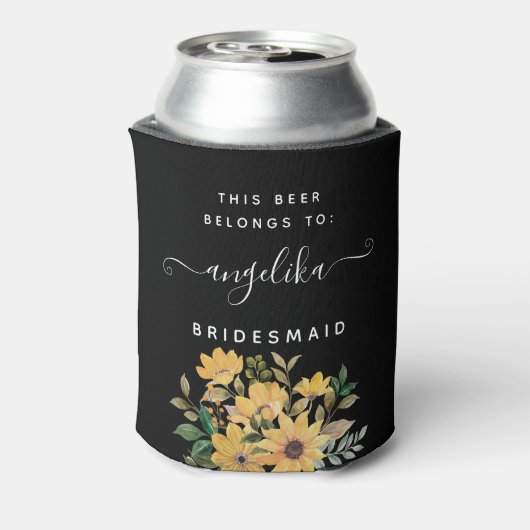 Gele Wilde Bloem Voorkant en Rug Aangepaste Wedden Blikjeskoeler (Blikje Achterkant)