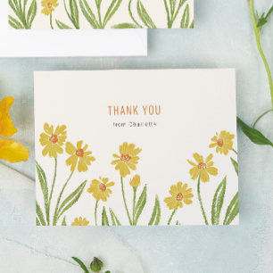 Gele wilde bloemen bedankkaart