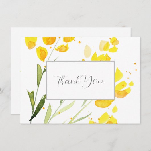 Gele wilde bloemen bedankkaart (Voorkant / Achterkant)