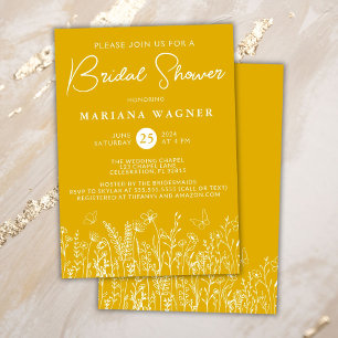 Gele wilde bloemen Bridal Shower Invitation Kaart