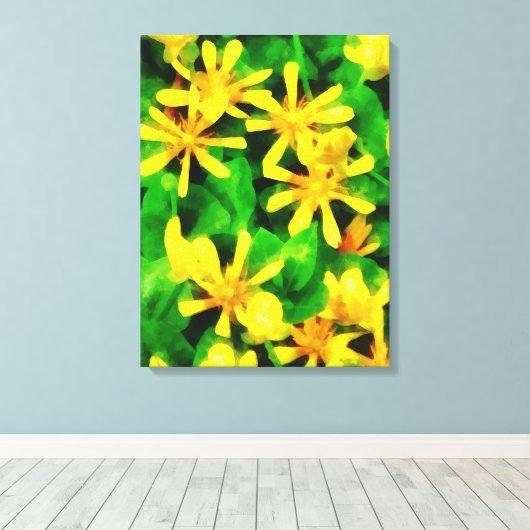 Gele wilde bloemen canvas afdruk (Insitu (Houten vloer))