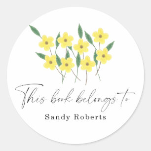 Gele wilde bloemen - Dit boek is van Ronde Sticker