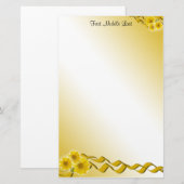 Gele wilde bloemen en konijnen briefpapier (Voorkant / Achterkant)