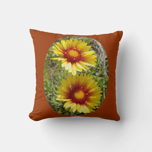 Gele wilde bloemen Gaillardia Kussen (Voorkant)