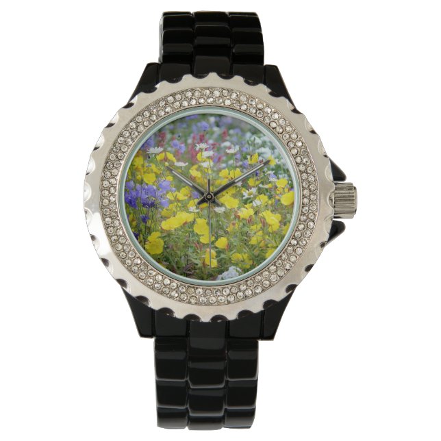 Gele wilde bloemen horloge (Voorkant)