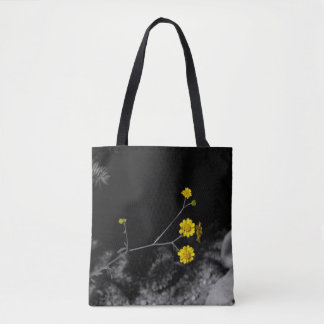 Gele wilde bloemen onder een boom Kleur 16x20 Draagtas