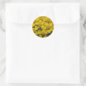 Gele wilde bloemen ronde sticker (Tas)
