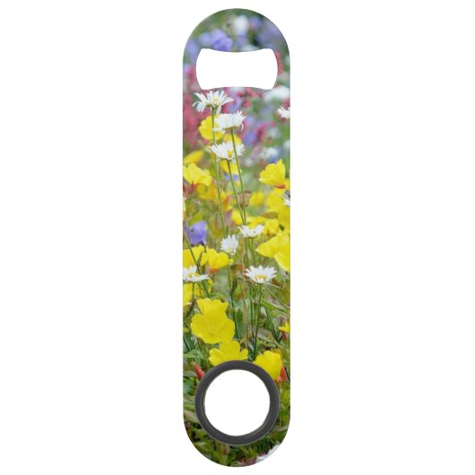 Gele wilde bloemen speed flessenopener (Voorkant)