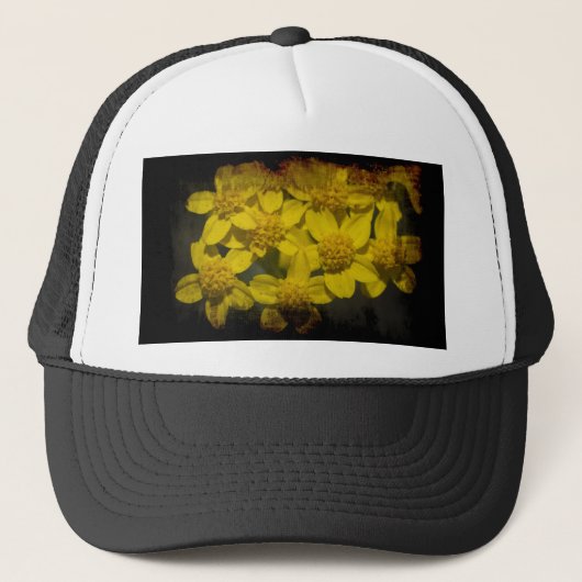 Gele wilde bloemen trucker pet (Voorkant)