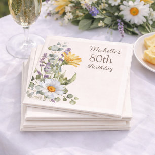 Gele Wilde Bloemen Witte Madeliefjes 80ste Verjaar Servet