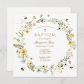Gele Wildflower Baptisme Uitnodiging (Voorkant / Achterkant)