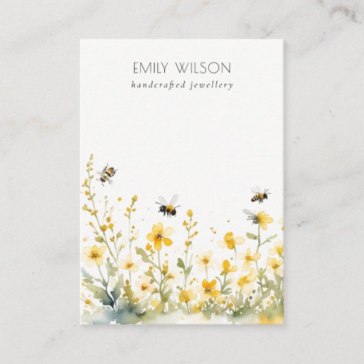 Gele Wildflower Bee Blank Logo Sieraden Display Visitekaartje (Voorkant)