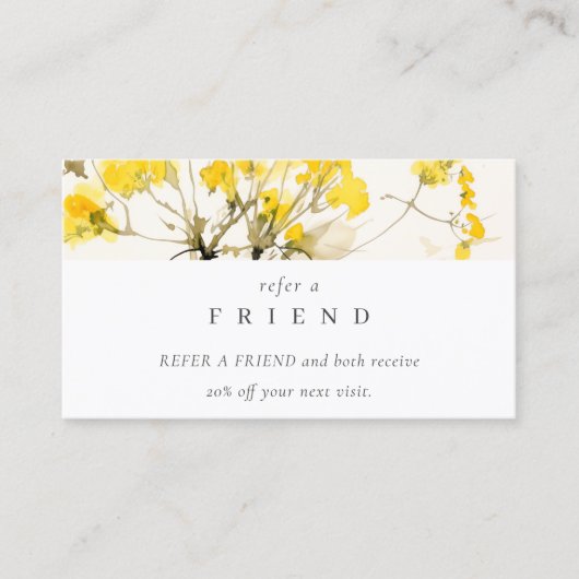 Gele Wildflower Boho Floral Verwijs Een Vriend Visitekaartje (Voorkant)