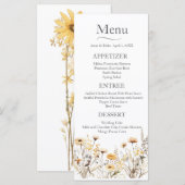 Gele Wildflower bruiloft Menu (Voorkant / Achterkant)