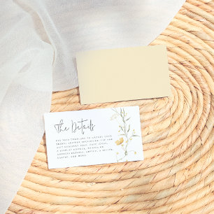 Gele Wildflower Elegant Boho Vrijgezellenfeest Informatiekaartje