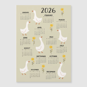 Gele Wildflower en Gans 2026 Kalender - Beige