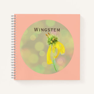 Gele Wingstem Flower op Roos Bud Spiral Notitieboe Notitieboek