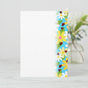 Gele Witte Bloemen Rode Ladybug Beetle Save The Date