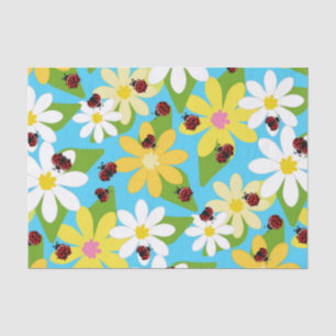 Gele Witte Bloemen Rode Ladybug Beetle Tissuepapier