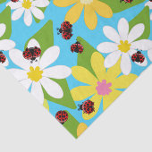 Gele Witte Bloemen Rode Ladybug Beetle Tissuepapier (Detail)