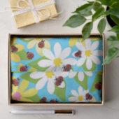 Gele Witte Bloemen Rode Ladybug Beetle Tissuepapier (Geschenk)